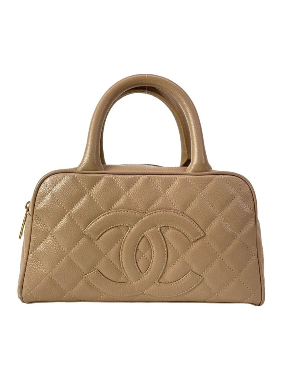 Chanel Handbag Quilted Pink Beige Gold Mini